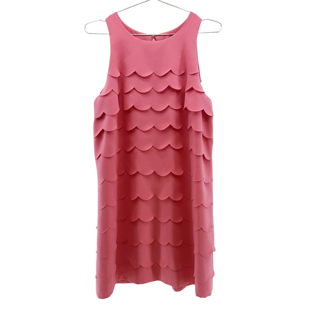 WHBM Scalloped Sheath Dress • 12 • coral pink • playful bold boho chic mermaid